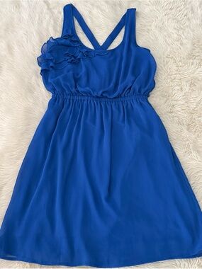 Xhilaration Royal Blue Ruffle-Detail Mini Dress